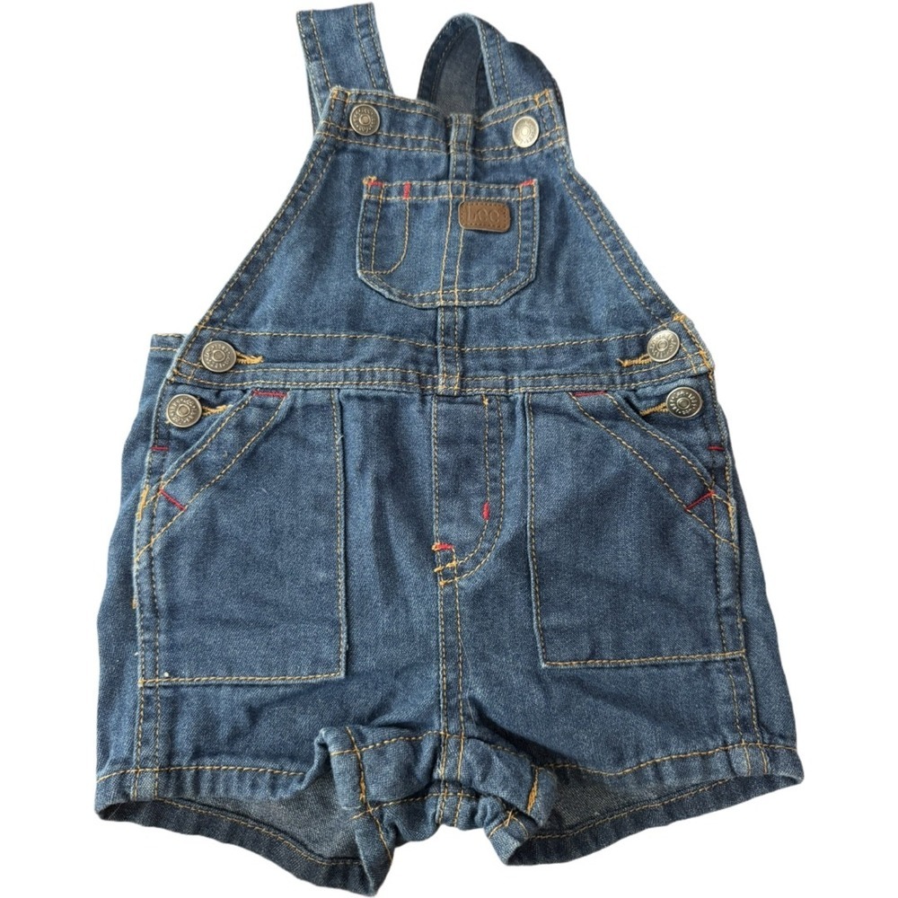 Lee Shortall Denim Short Overalls 6-9 Months Baby Blue Jean Romper Carpenter